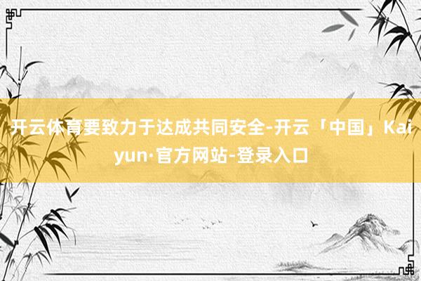 开云体育要致力于达成共同安全-开云「中国」Kaiyun·官方网站-登录入口